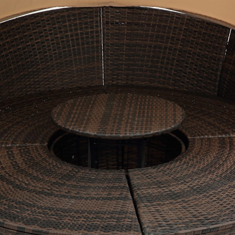 Adjustable Canopy Rattan Daybed