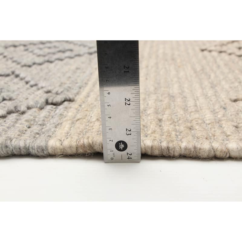ECARPETGALLERY Braid weave Sienna Grey Wool Rug - 6'1 x 8'11