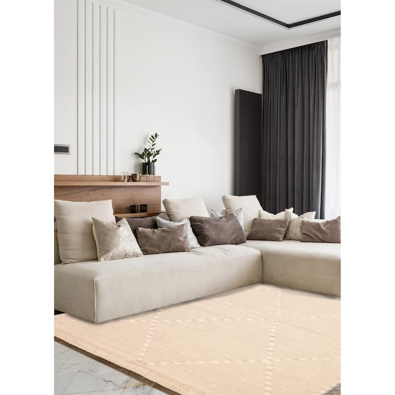 ECARPETGALLERY Hand-knotted Tangier Cream Wool Rug - 8'2 x 10'1
