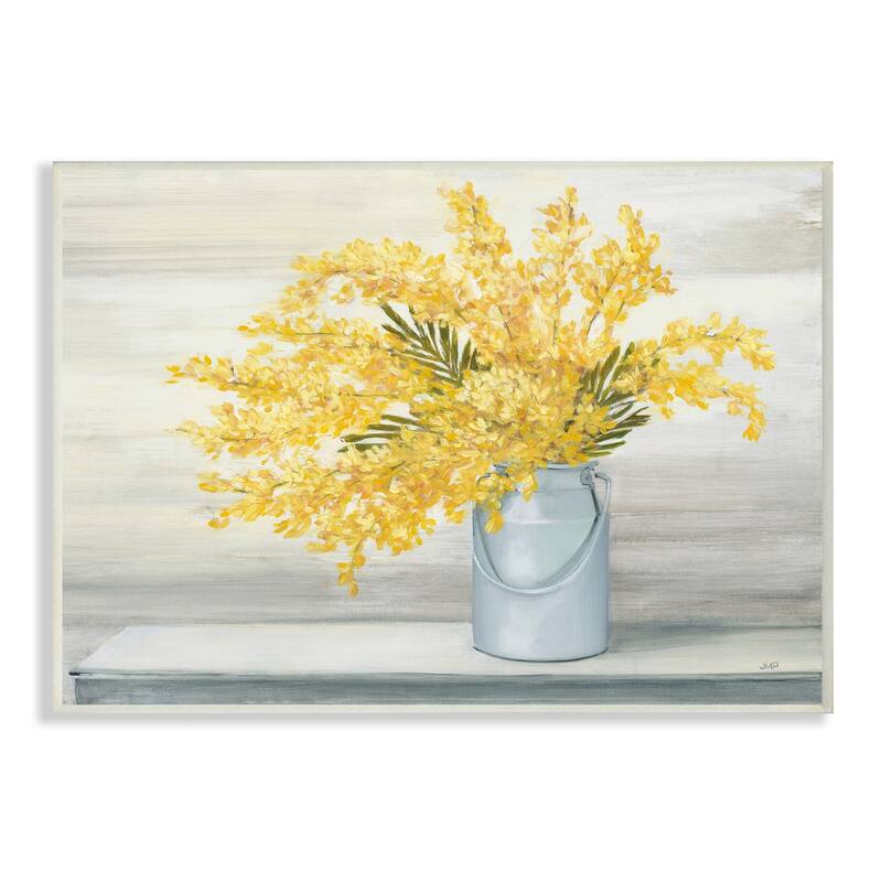 Stupell Golden Fall Floral Bouquet in Country Milk Tin Wood Wall Art - Yellow