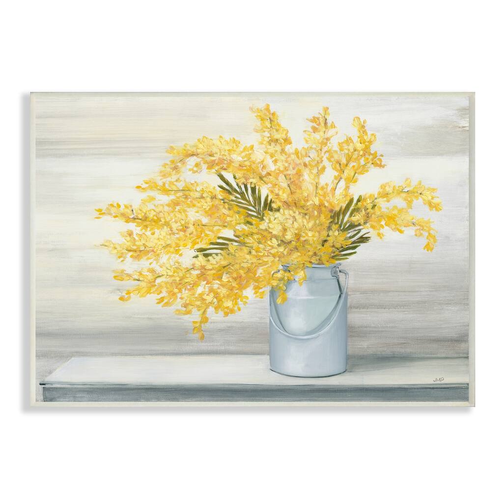 Stupell Golden Fall Floral Bouquet in Country Milk Tin Wood Wall Art - Yellow