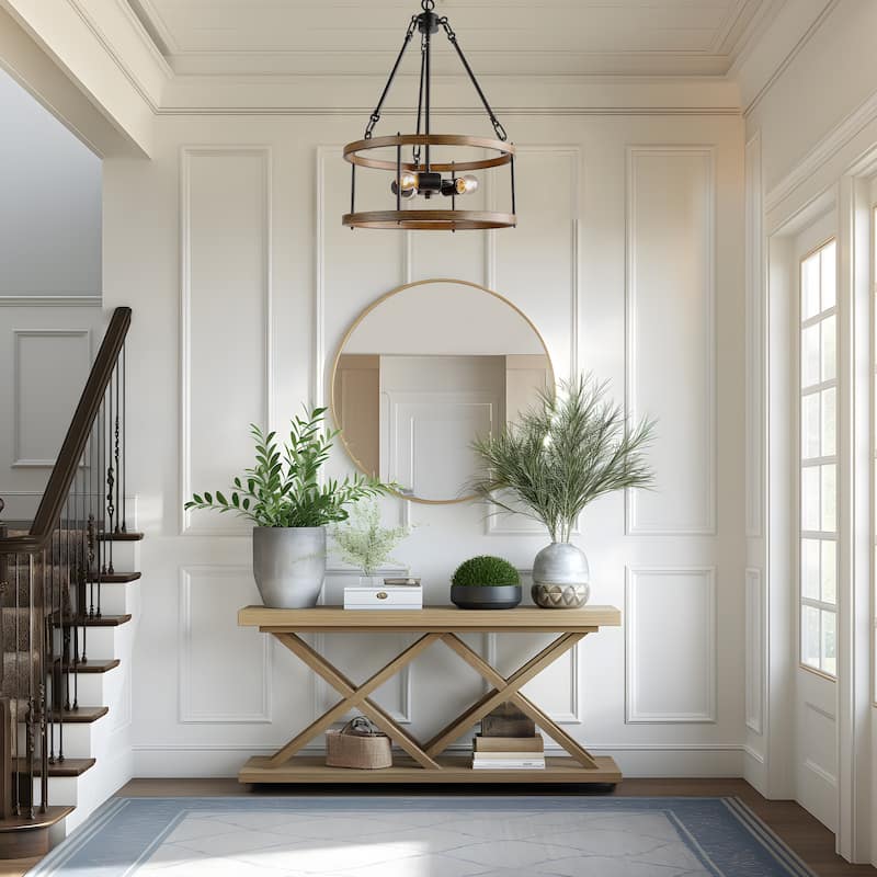 Modern Farmhouse 3-Light Drum Chandelier for Dining Room Kitchen Island