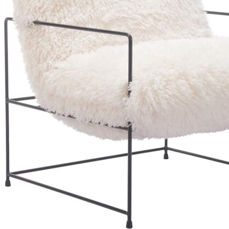 HomeRoots 30" White And Black Sherpa And Upholstered Arm Chair - 30' X '33.5' X '34