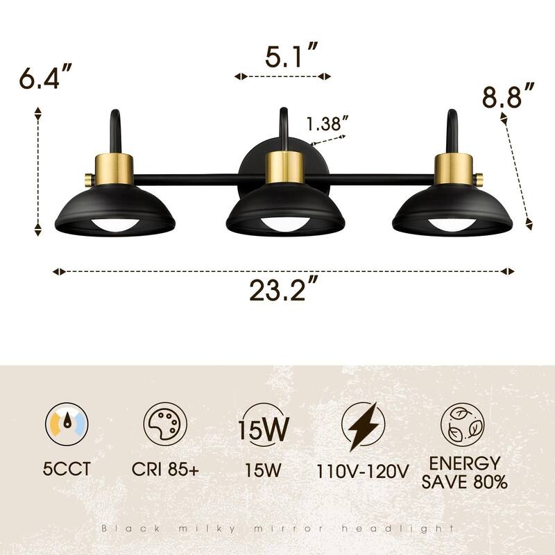 3/4/5 Light 15W LED Gooseneck Black Bathroom Vanity Light