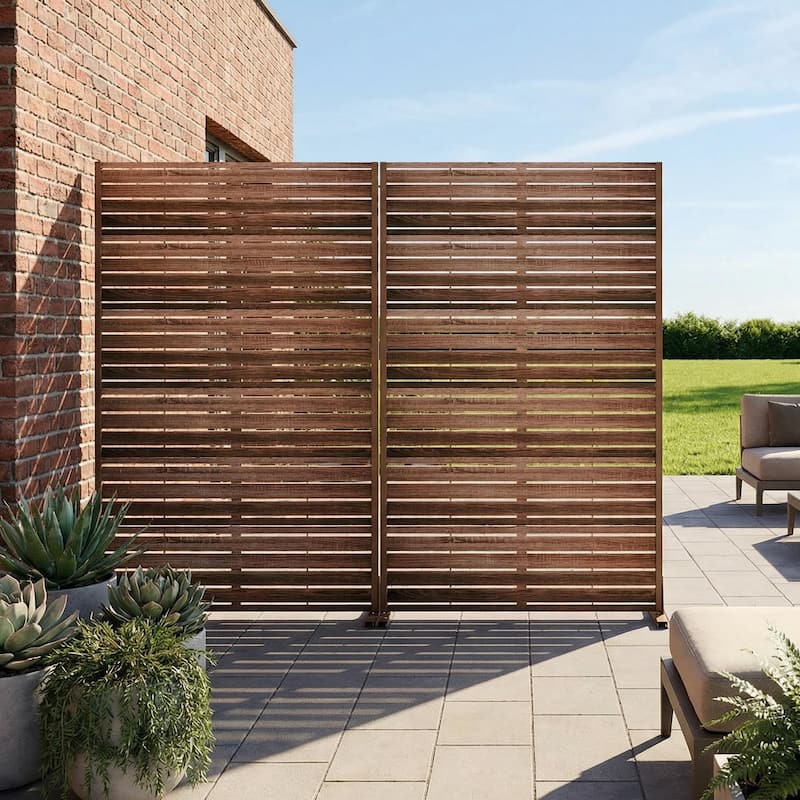 Outdoor Metal Privacy Screen Fence Panel - Natural - 72"x94"