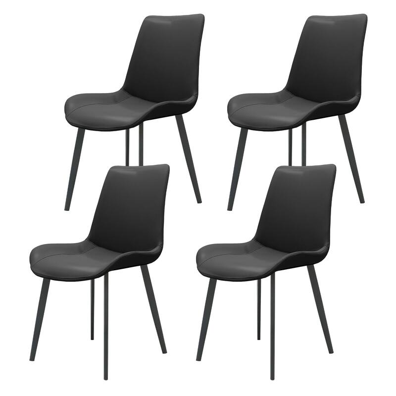 Black Leather Dining Chair Side Chair Coffee Chair Lounge Chair Kitchen Chair Set of 4 Office Chair with Metal Legs