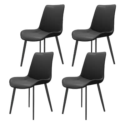 PU Leather Dining Chair with Metal Legs, Modern Upholstered Chair Set of 4 for Kitchen, Restaurant, Living, Meeting Room