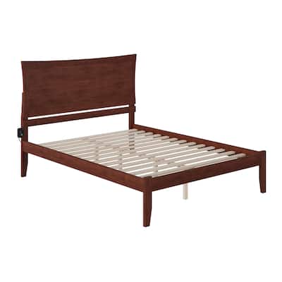 Platform Bed - Modern Design, Walnut Finish, Turbo Charger Included, Trundle Ready