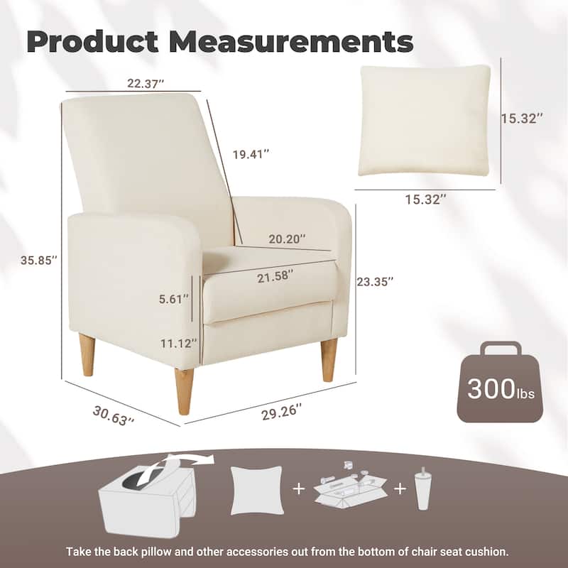 RENEWLINE Modern Accent Chair with Pillow & Walnut Legs - Lounge Seat for Living Room, Compact Design