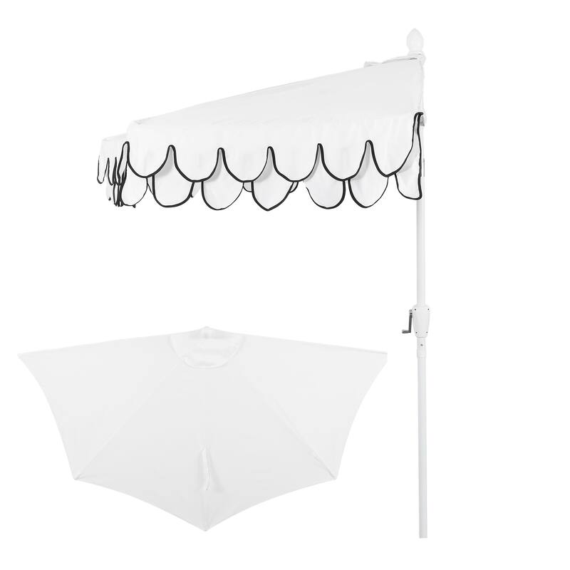 9 ft Market Patio Half Umbrella with Crank, Tilt Button and UV Protection - White/White Pole