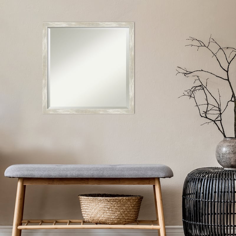 Beveled Bathroom Wall Mirror - Crackled Metallic Frame