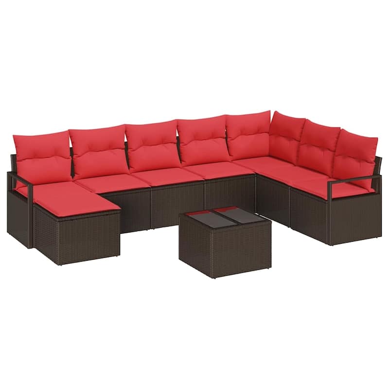 vidaXL 9 Piece Garden Sofa Set with Cushions - 113×69.7×27.2