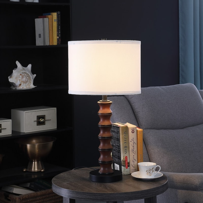 27.5" In Coastal Littoral Wood Insp Modern Table Lamp - Cherry