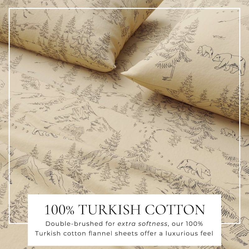Linery & Co. Ultra-Soft Turkish Cotton Flannel Christmas Print Sheet Set