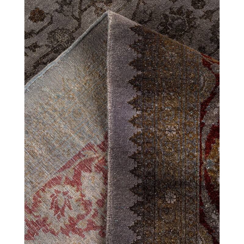 Overton Hand Knotted Wool Vintage Inspired Modern Contemporary Overdyed Gray Area Rug - 7' 10" x 8' 2"