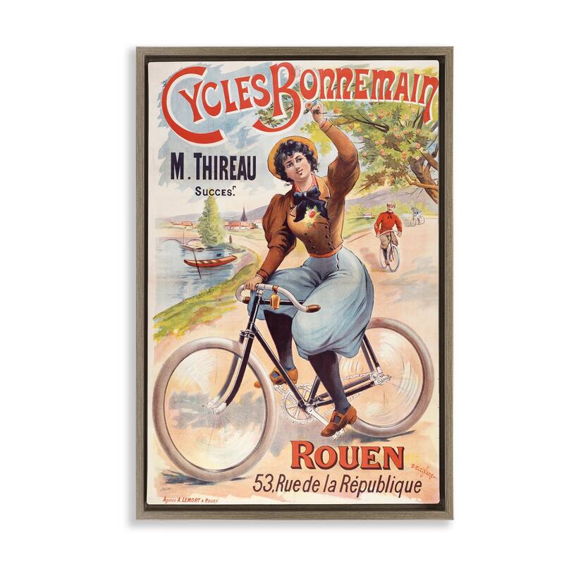 Stupell Vintage Cycles Bonnemain Framed Floater Canvas Wall Art Design By Marcus Jules - 17 x 25 - Brown