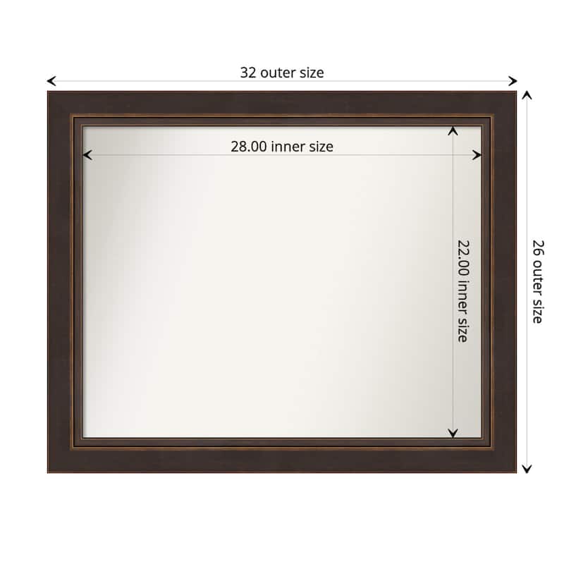 Non-Beveled Wood Wall Mirror - Lara Bronze Frame - Lara Bronze - 32 x 26 in