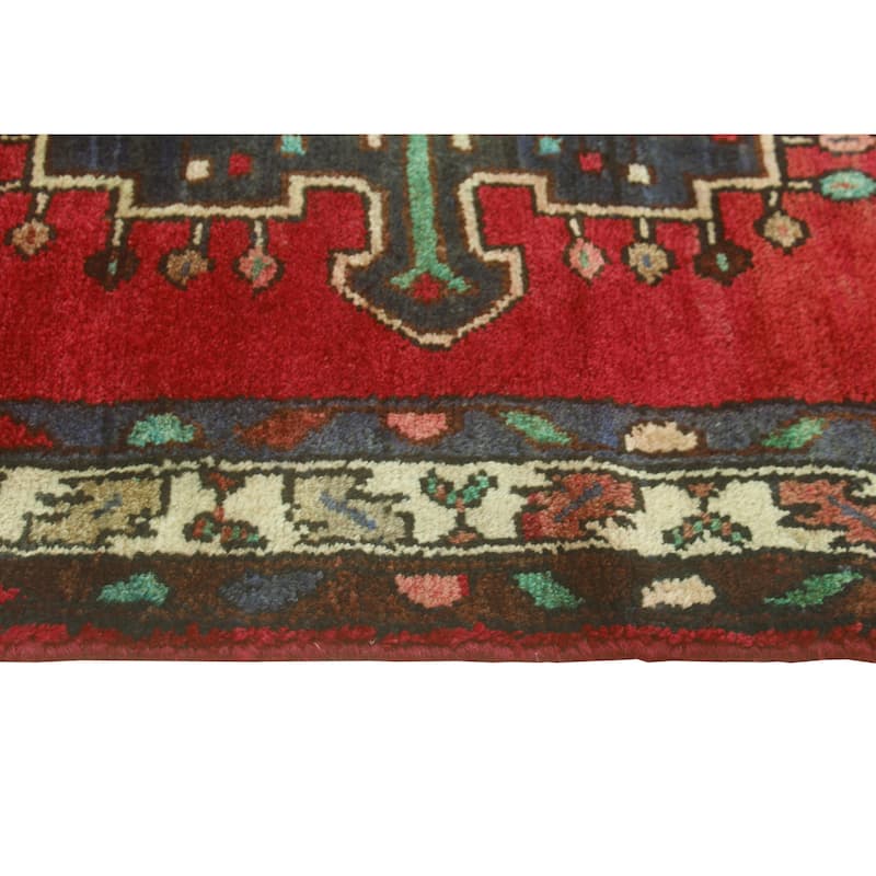 Fine Vintage Distressed Aerwyna Red/Navy Runner - 3'1" x 10'3"
