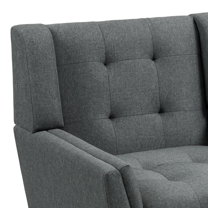 Modern Linen Accent Chair Tufted Armchair