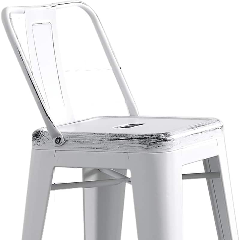Modern Metal Barstools with Bucket Back and 4 Leg Design Set of 2
