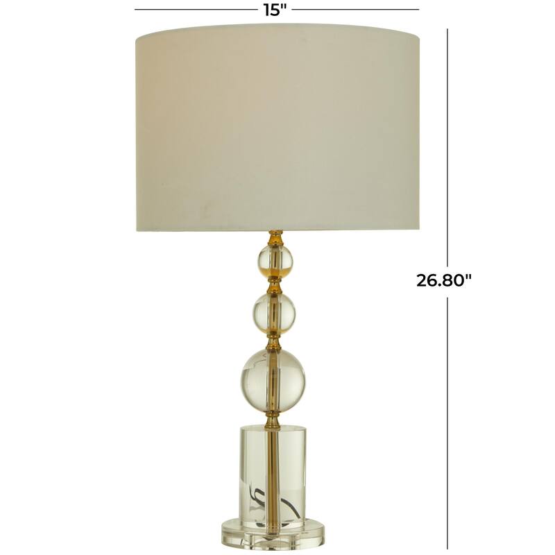 Crystal Orbs Style Base Room Table Lamp with Drum Shade - Gold - CosmoLiving by Cosmopolitan