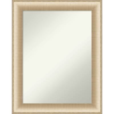 Non-Beveled Bathroom Wall Mirror - Elegant Brushed Honey Frame