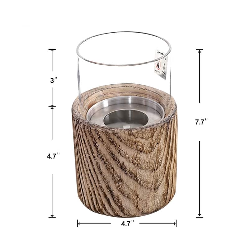 Sophia & William 4.7 inch Terrafab Portable Tabletop Fireplace Indoor Outdoor Fire Pit With Glass Windshield
