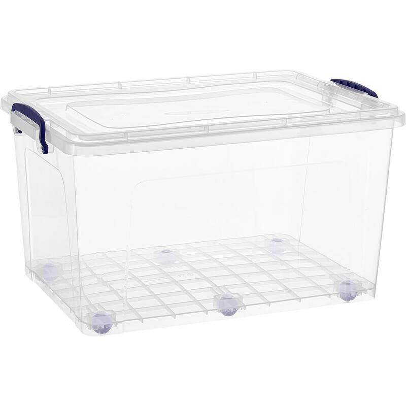 Superio Clear Deep Wheeled Storage Container with Lid - Capacity: 44 qt