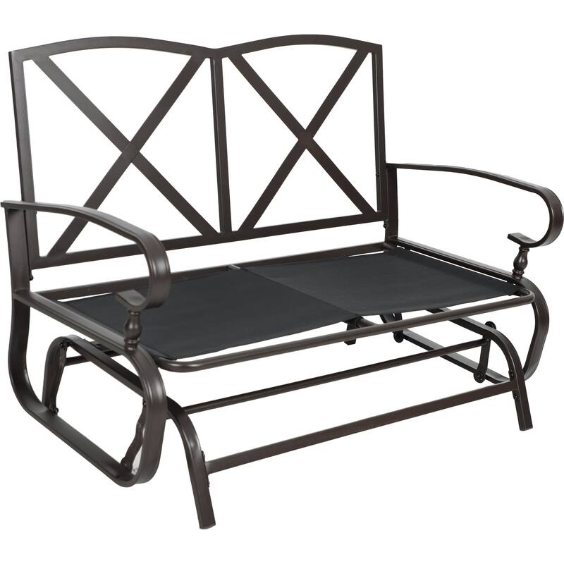 4-Piece Outdoor Patio Glider Loveseat and Rocker Conversation Set with Cushions
