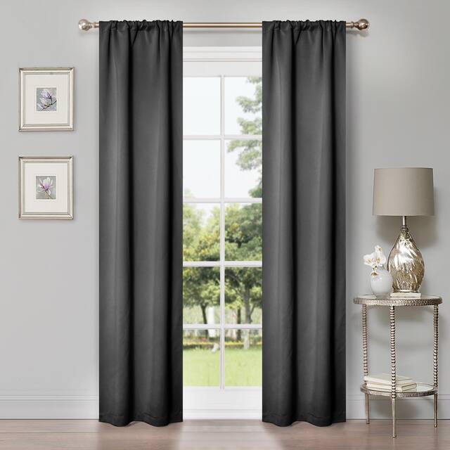 Miranda Haus Classic Modern Solid Blackout Curtain Set with 2 Panels - 26" X 84" - Grey