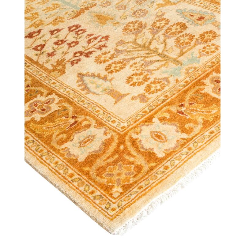 Overton Hand Knotted Wool Vintage Inspired Traditional Ottoman Ivory Runner Rug - 2' 7" x 13' 10"