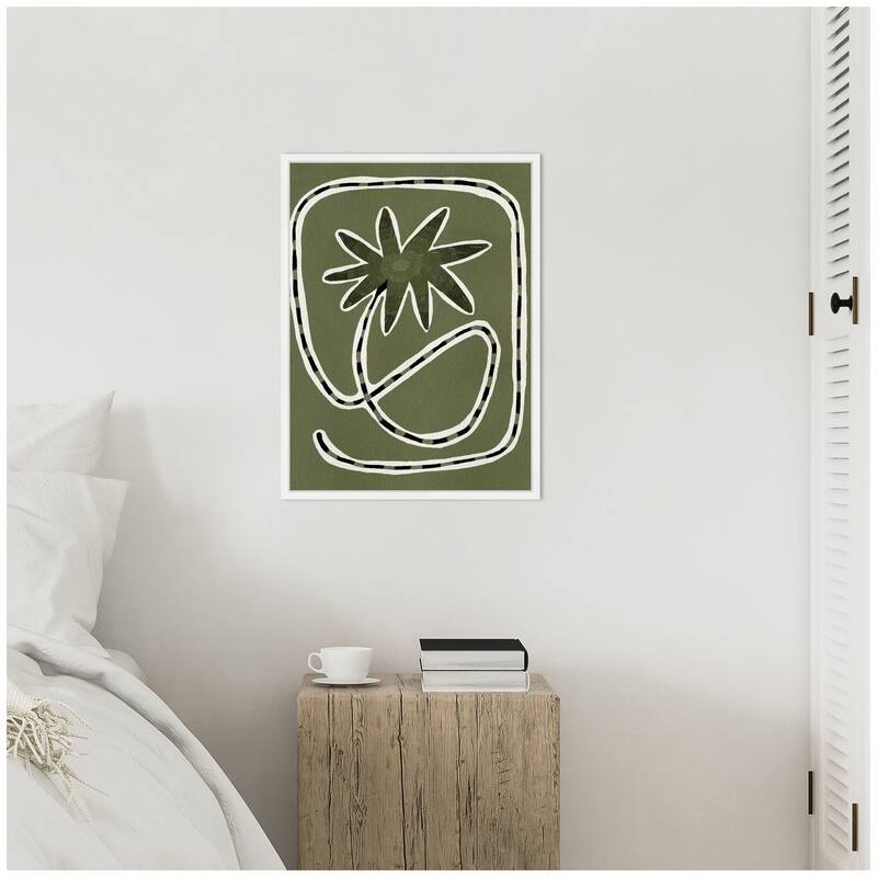 Kate and Laurel Sylvie Delicate Bloom 18 Framed Canvas by Shatha Al Dafai