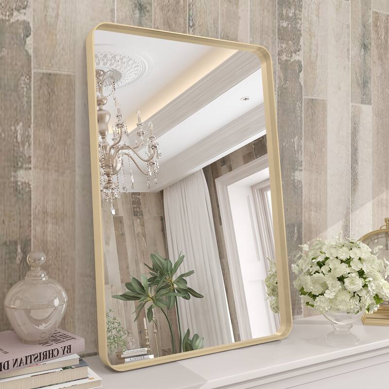 Modern Metal Frame Wall Mounted Bathroom Vanity Mirror