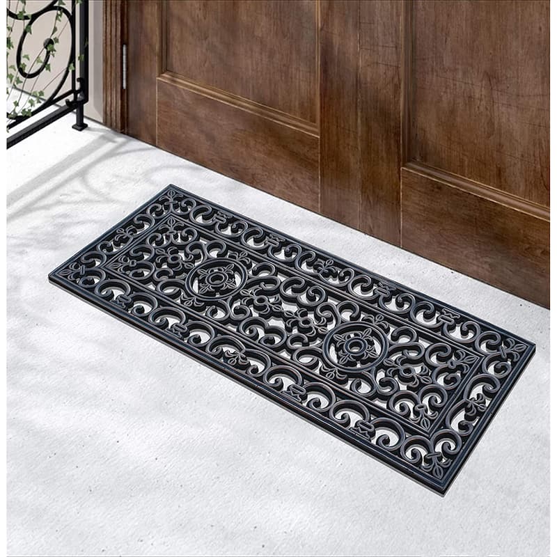 Rubber Grill Hand Finished Elegant Large Double Doormat 17.7" X 47"
