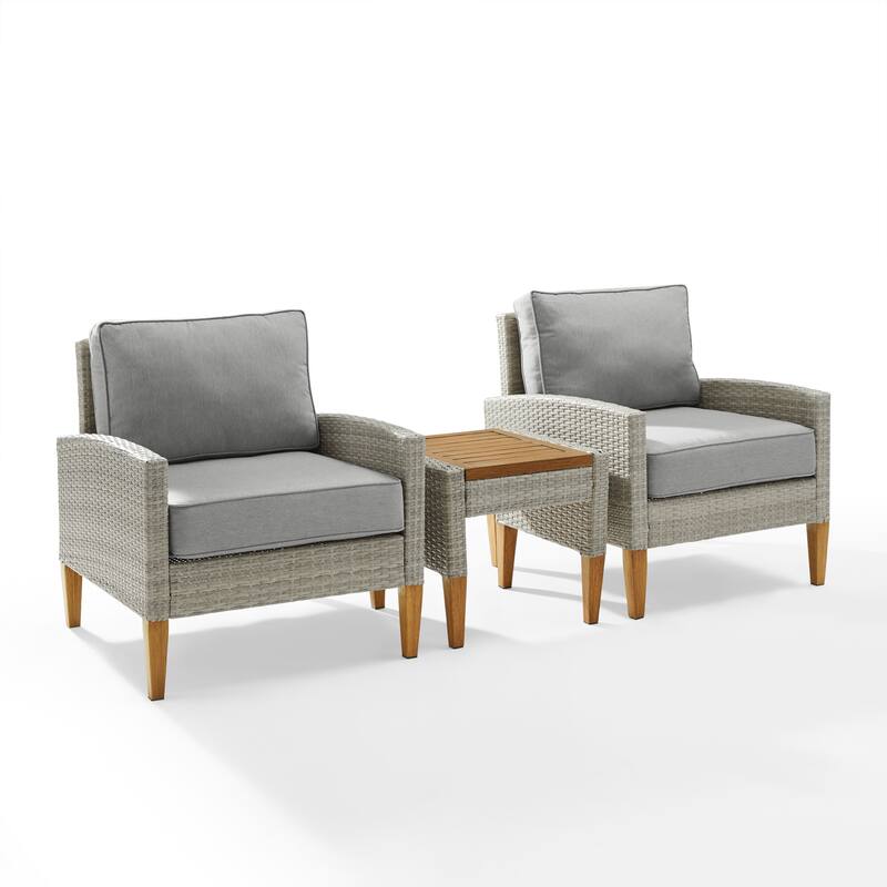 Crosley Capella 3Pc Outdoor Wicker Chair Set