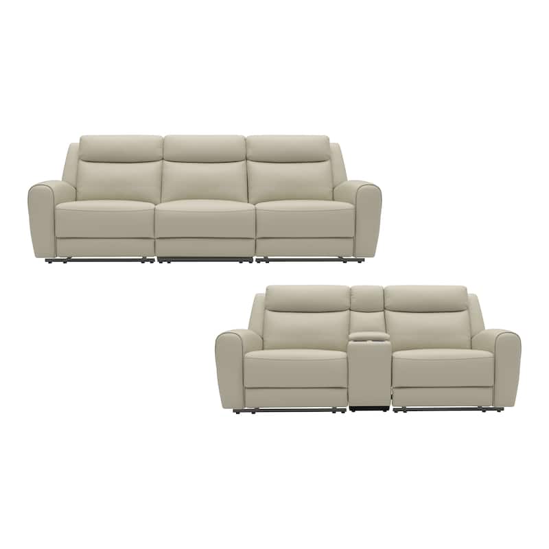Furniture of America Kingsley 2-Piece Top Grain Leather Manual Recliner Sofa Set