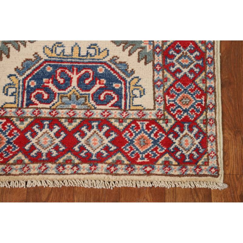 Geometric Kazak Foyer Rug Hand-Knotted Oriental Wool Carpet - 2'0"x 3'0"