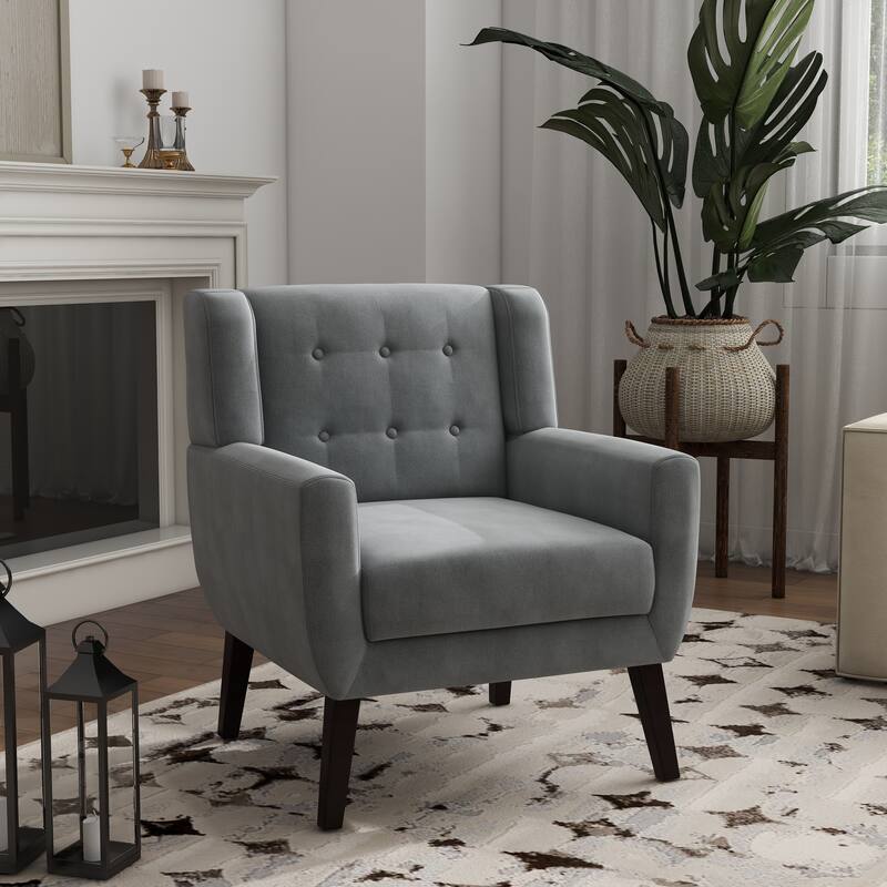 Velvet Accent Chair Living Room Upholstered Armchair - GRAY