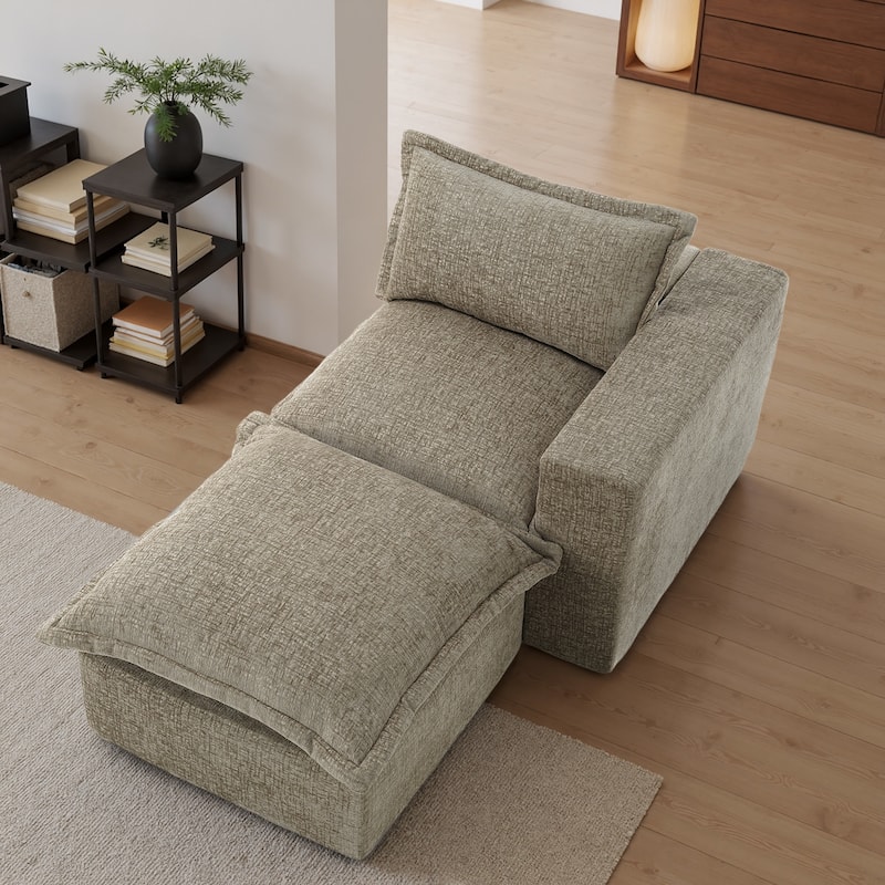 Chenille L-Shaped Modular Sectional Sofa Comfy Cloud Couch For Living Room