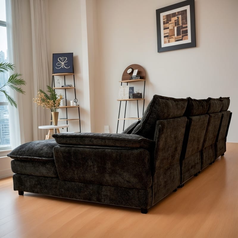 110.24" Modular Double Chaise Lounge Sectional Sofa with Waist Pillows