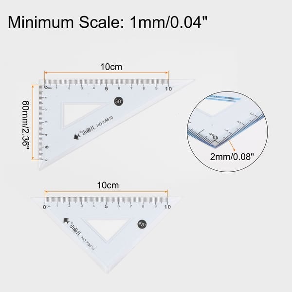 Triangle Ruler Square Set Measuring Tools for Classrooms Home - Blue ...