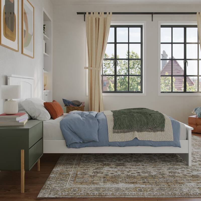 Naples Solid Wood Low Profile Platform Bed with Matching Footboard