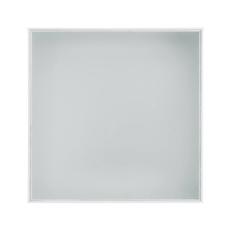 Square Hight Glossy Coffee Table with 16-color LED Strip Lights, Modern Center Table with 5mm Frosted Tempered Glass Top
