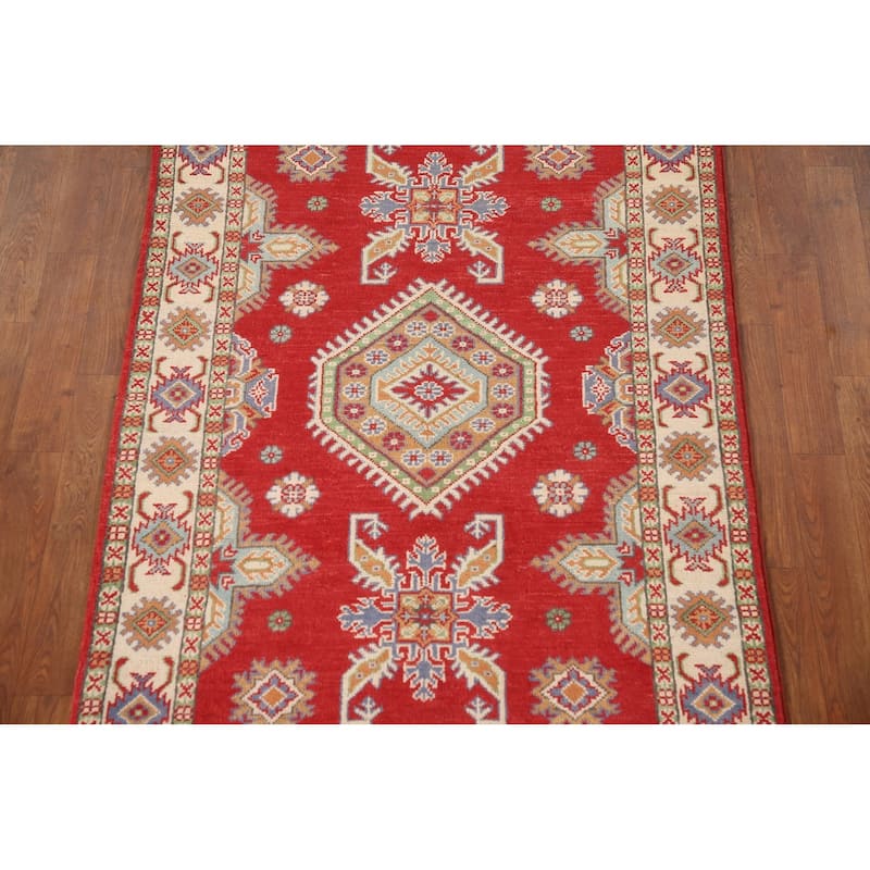 Kazak Accent Rug Hand-Knotted Oriental Wool Carpet - 3'4"x 4'10"