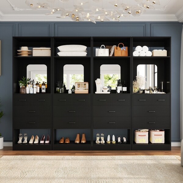 Cimly 25''W Closet Organizer with Mirror and Drawers, Freestanding