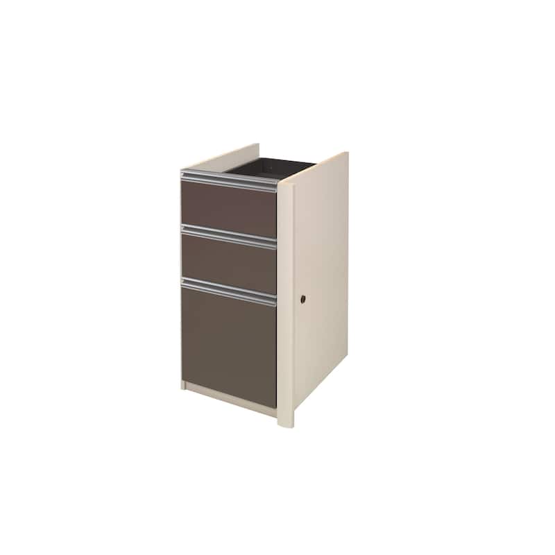 Bestar Connexion 16W Add-On 3 Drawer Pedestal by Bestar. - Slate & Sandstone