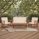 preview thumbnail 102 of 117, SAFAVIEH Fontana 4-piece Acacia Solid Wood Outdoor Conversation Patio Set Natural/Beige