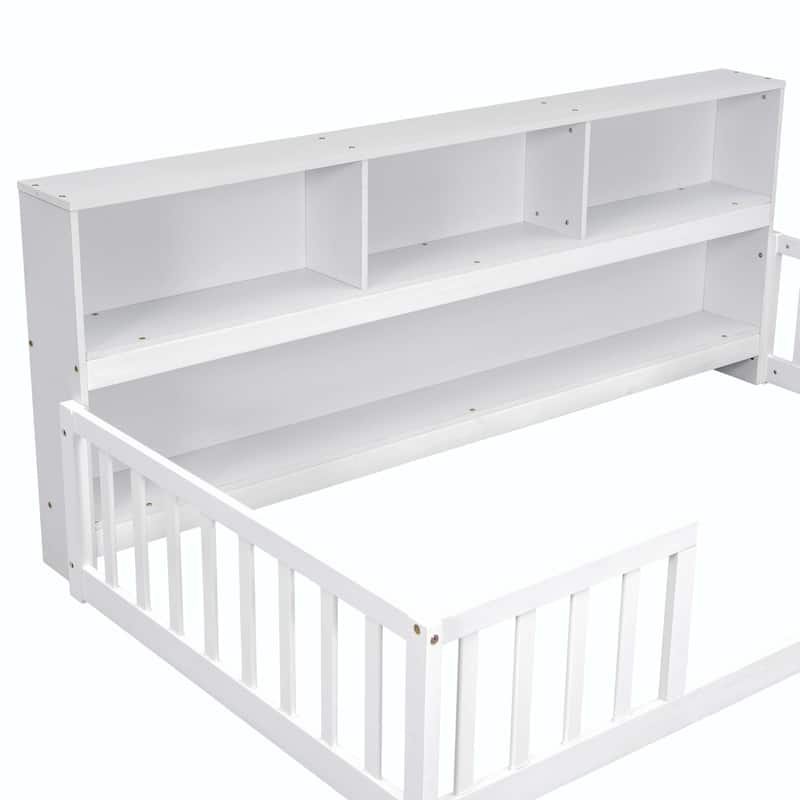 WM Twin Floor Bed with Bedside Bookcase