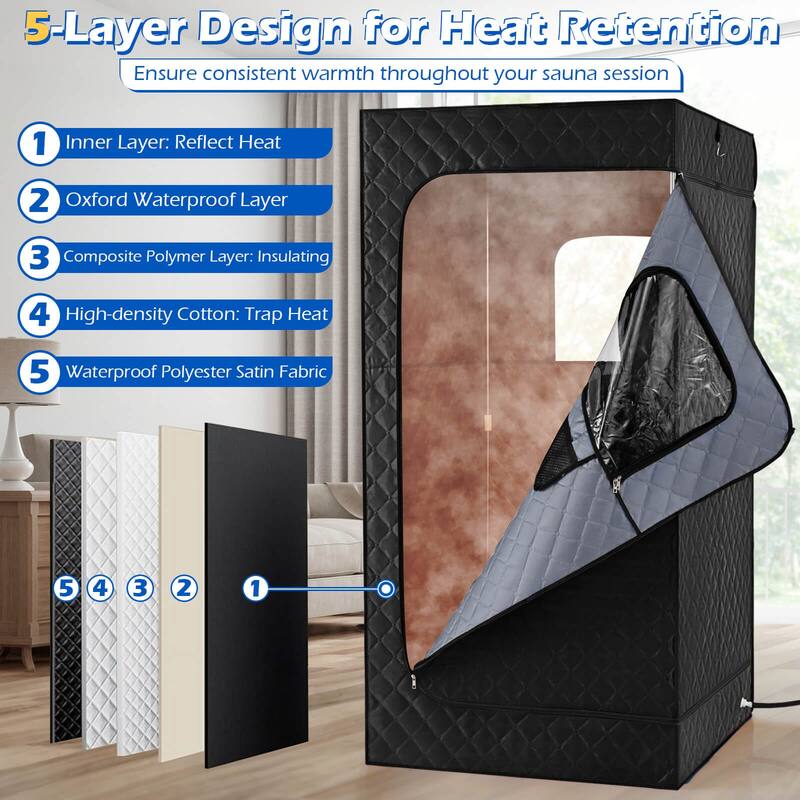 Costway Portable Steam Sauna Box, Extra-Large 35” x 35” x 71” - See Details
