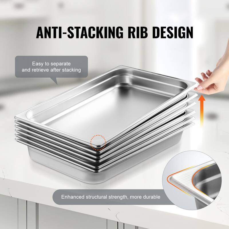Hotel Pans, 0.8mm Thick Stainless Steel Restaurant Steam Table Pan, for Industrial & Scientific